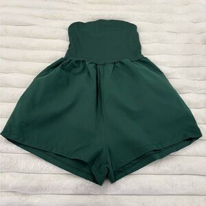 Lovito Green Women's Strapless Romper Night Out Summer Nights Concert